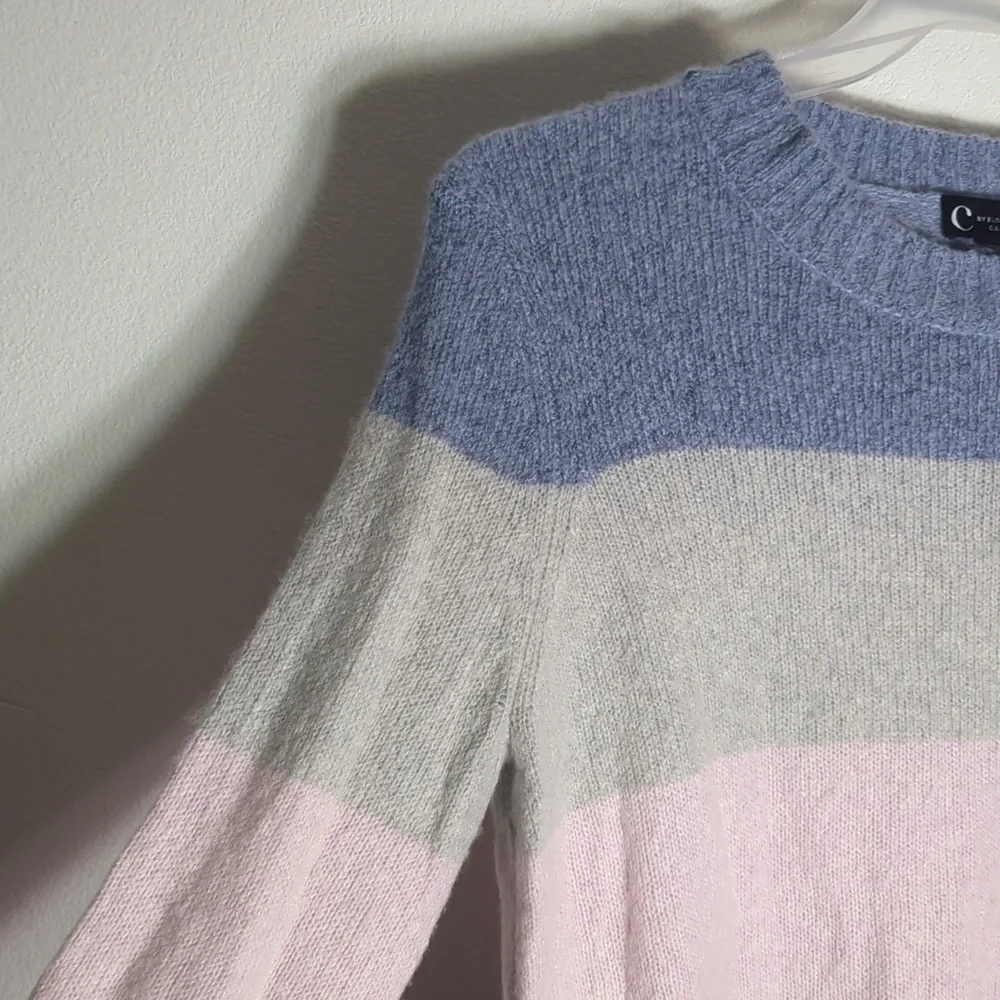 Bloomingdale's Womens‎ Sweater 100% Cashmere Striped Pastel Easter Cozy Medium